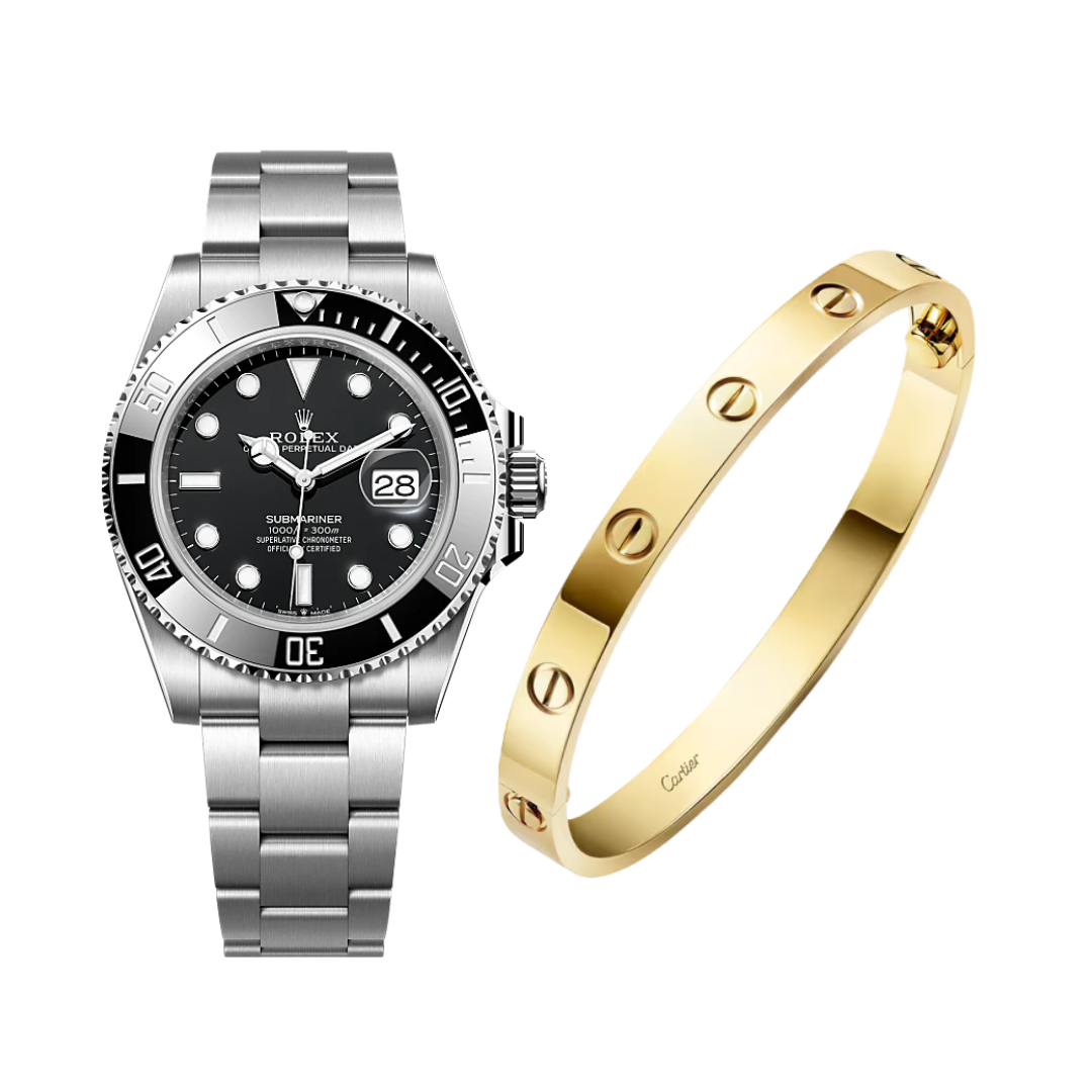 Rolex Submariner Date and Cartier Love Bracelet